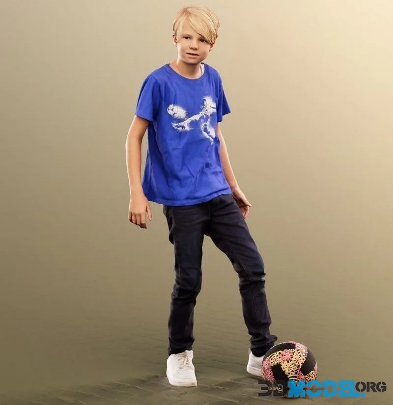 Standing Boy With Ball low-poly (PBR)
