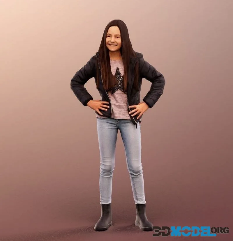 Standing Casual Girl low-poly (PBR)