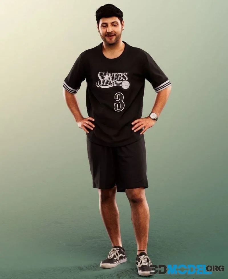 Standing Mediterranean Man low-poly