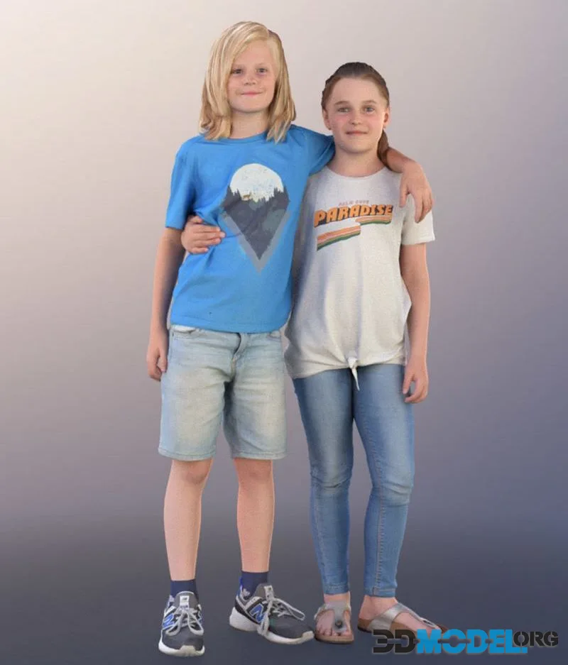 Standing Siblings Hugging (PBR)
