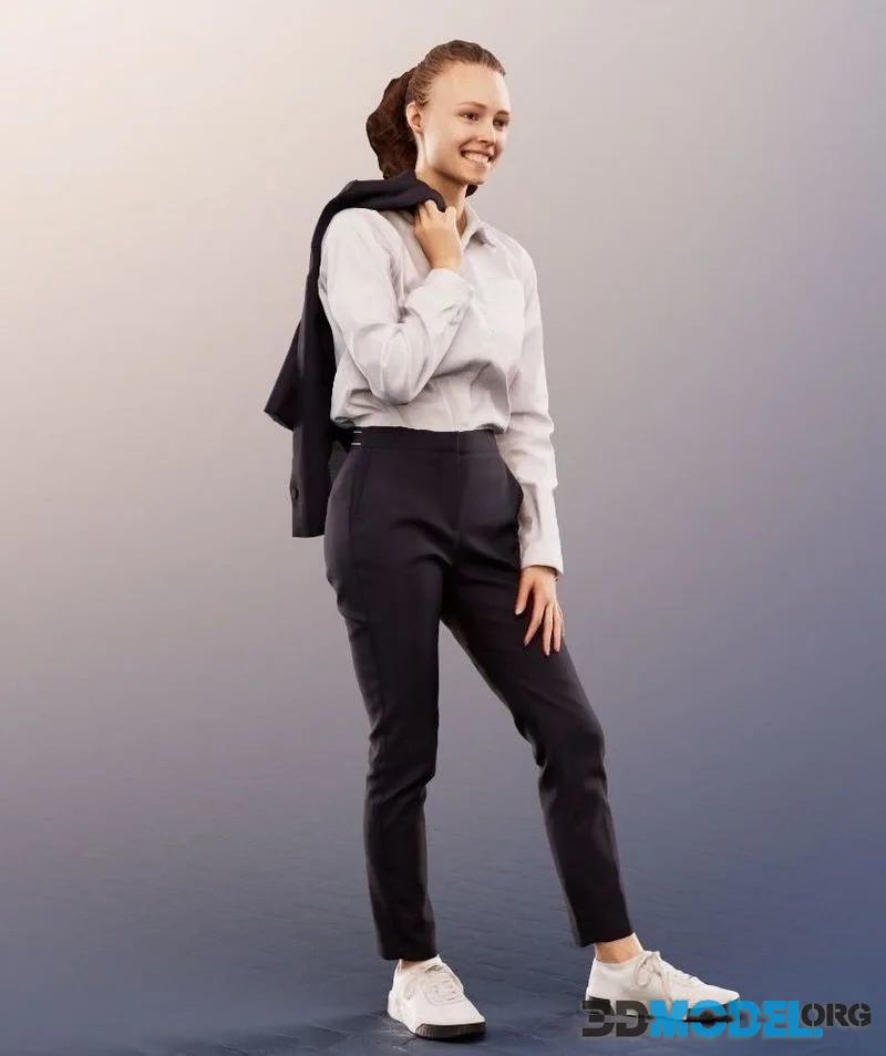 Standing Young Business Woman low-poly (PBR)