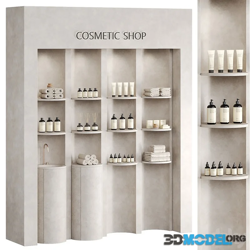 Store shelves with cosmetics