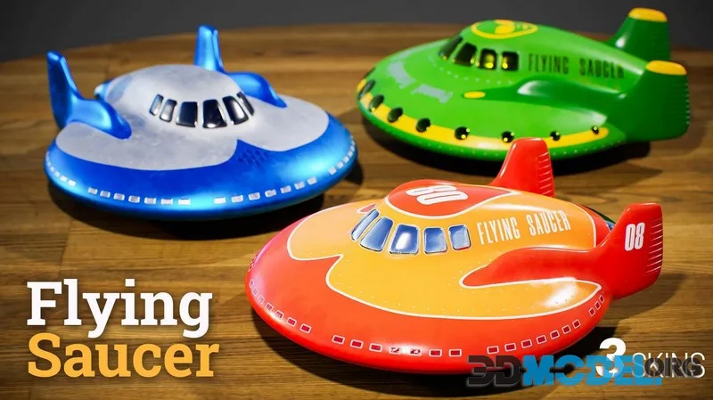 Stylized Flying Saucer low-poly (PBR)