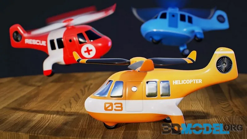 Stylized Helicopter Toy low-poly (PBR)