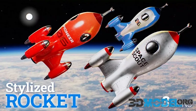 Stylized Rocket Toy low-poly (PBR)