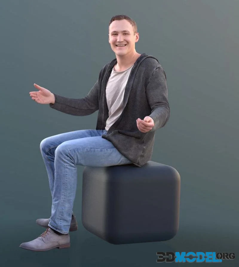 Talking Casual Man low-poly (PBR)