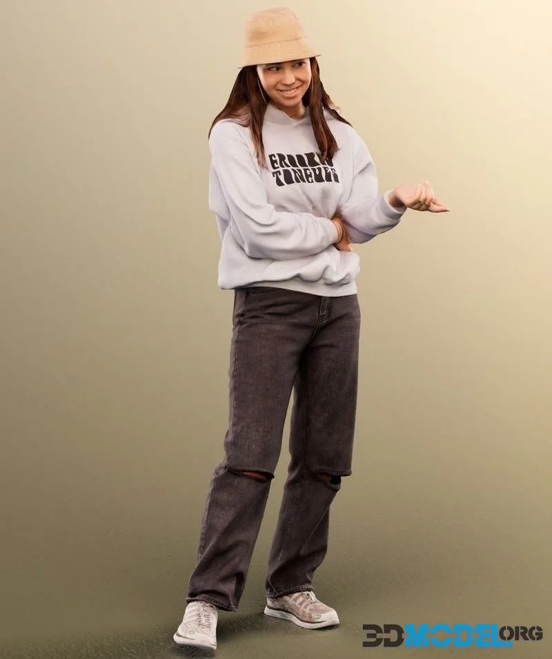 Teenage Girl Standing Talking low-poly
