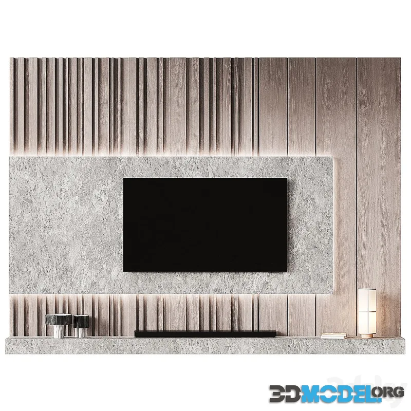 TV Wall set 03 (TV Samsung QN90B 75, soundbar LG SP11RA, Hashira Table Lamp by MenuxNorm Architects)