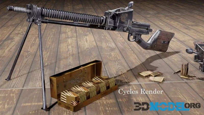 Type 11 Japanese light machine gun low-poly (PBR)
