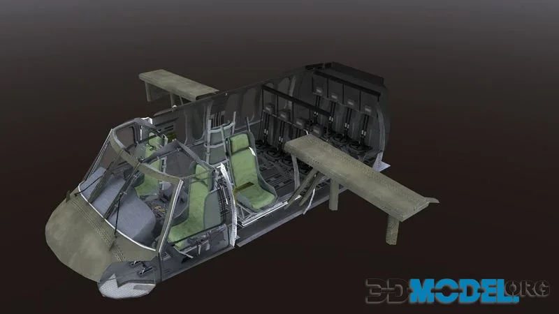 UH-60 Blackhawk Helicopter Cockpit low-poly (PBR)