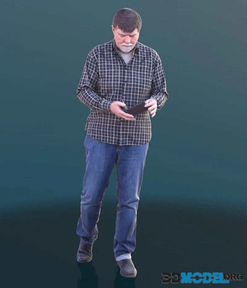 Walking Best Ager Man low-poly