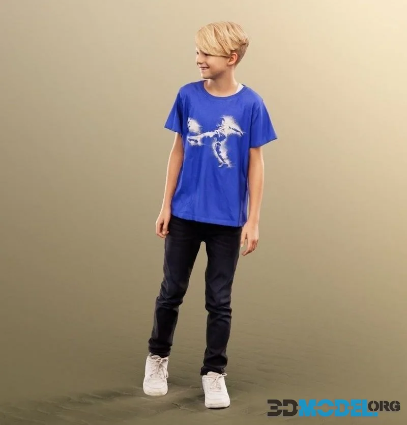 Walking Casual Boy low-poly (PBR)