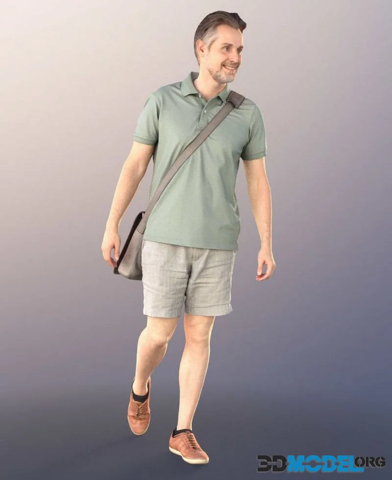Walking Casual Man With Bag Shopping Tourist (PBR)