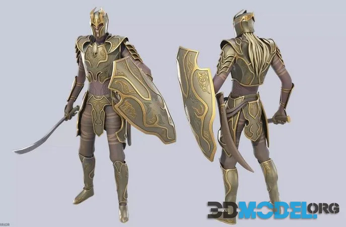 Wood elves warrior low-poly (PBR)