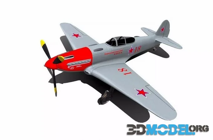 Yakovlev Yak-3 Soviet Fighter Plane low-poly (PBR)