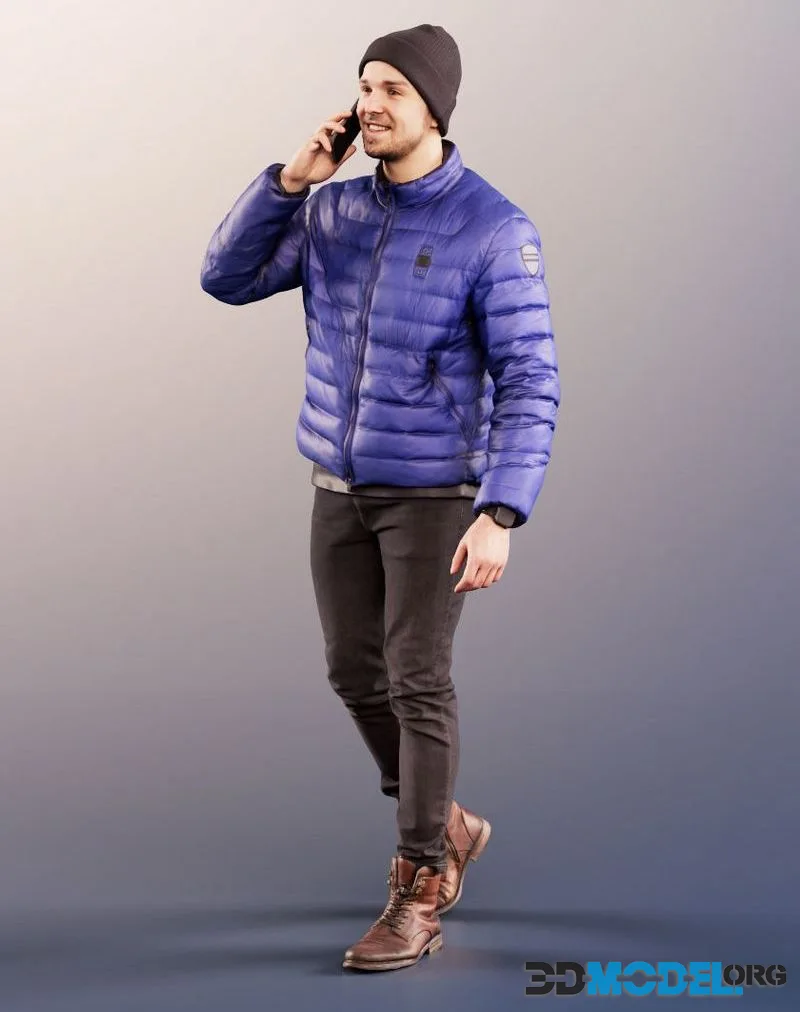 Young Man Walking And Talking On The Phone (PBR)