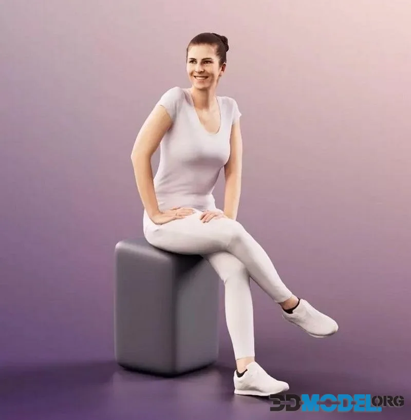 Young Woman Sitting White Clothes (PBR)