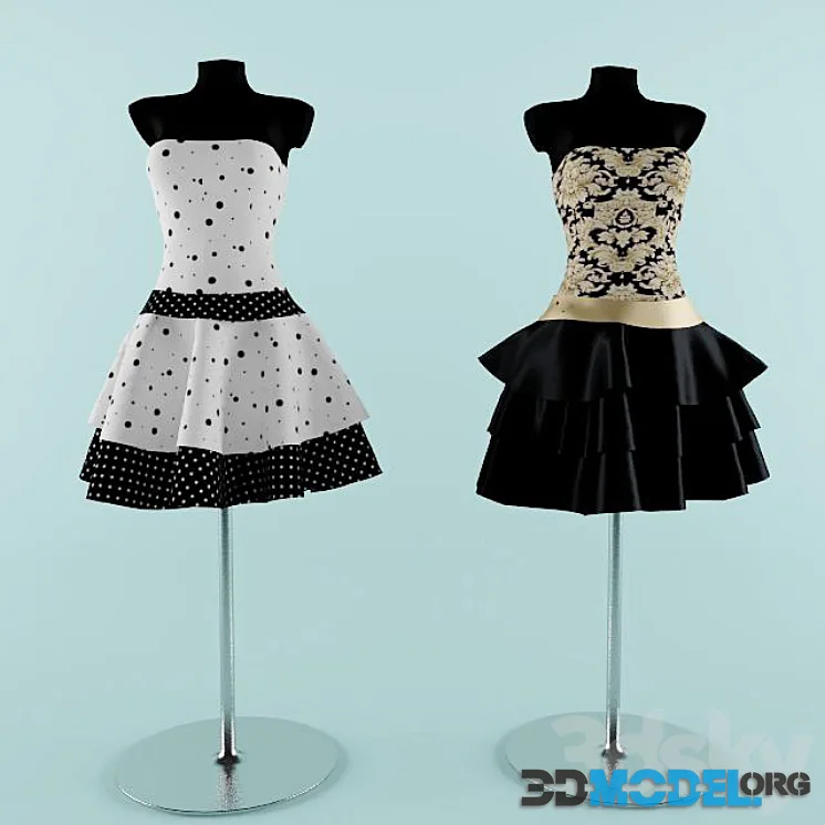2 dresses on mannequins