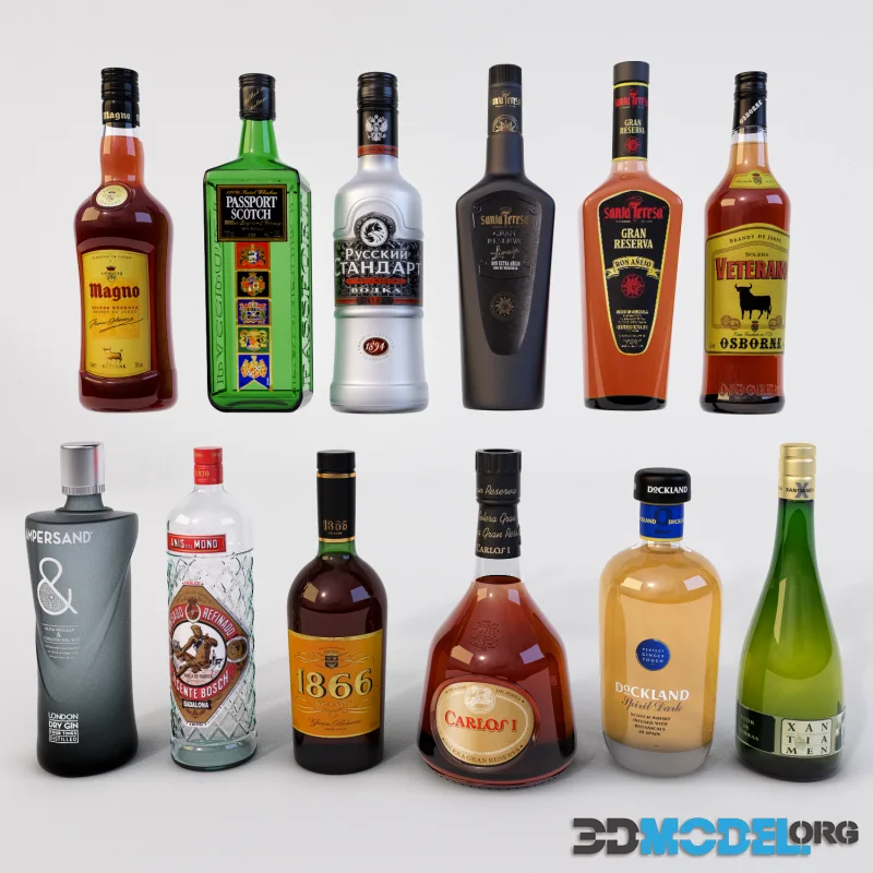 Alcohol realistic set for bar