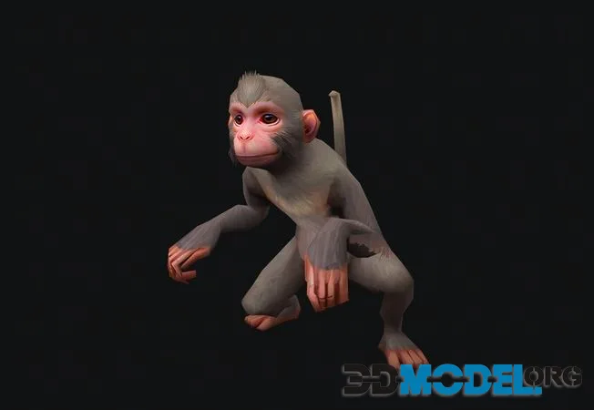 Aniamted monkey low-poly (PBR)
