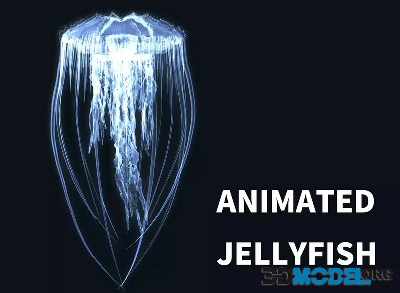 Animated jellyfish low-poly (PBR)