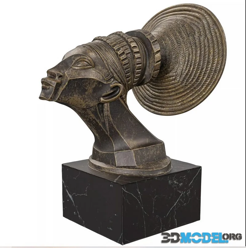 Antique Abstract Art Deco Trumpet Sculpture low-poly (PBR)