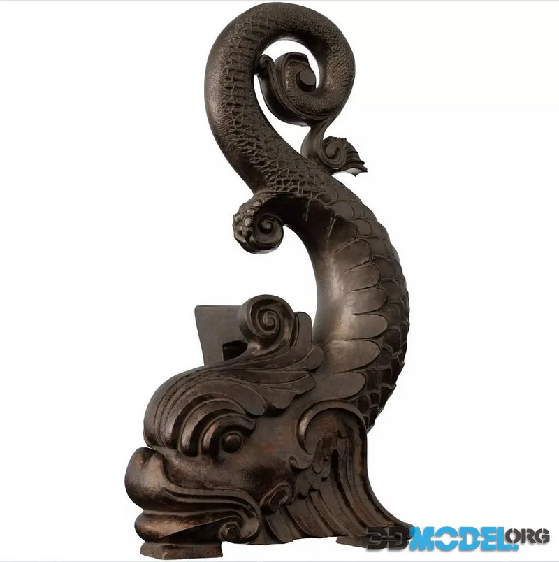 Antique Asian Dragon Ornament – Mythical Architectural Decor (PBR)