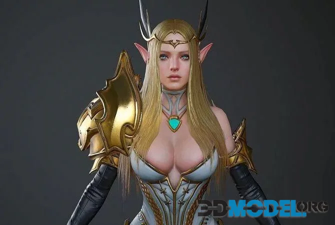 Armour queen girl goddness female warrior Low-poly (PBR)