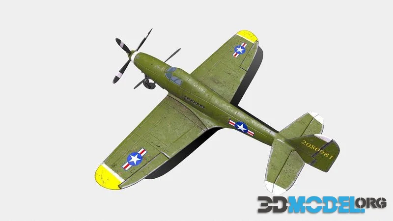 Bell P-63 Kingcobra American Fighter Aircraft low-poly (PBR)