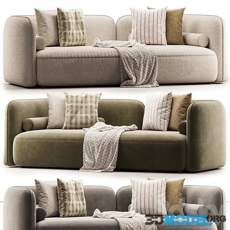 Bodrum Ivory Boucle Curved Sofa