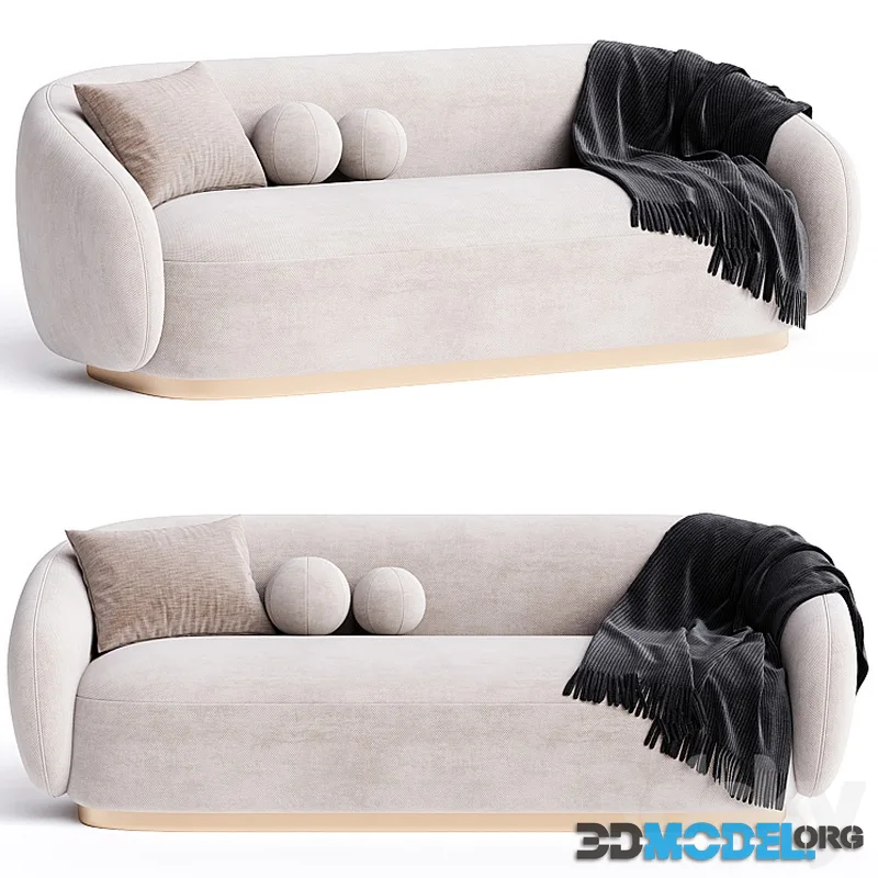 Boucle Cream Brass Base Sofa – Eichholtz Brice