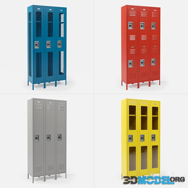 Changing room metal lockers with combination lock