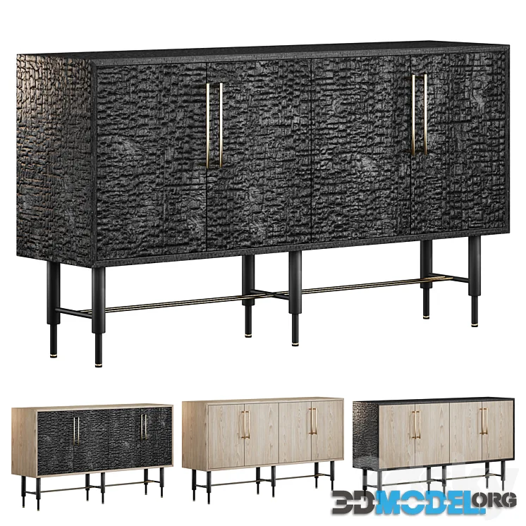Charred wood chest of drawers