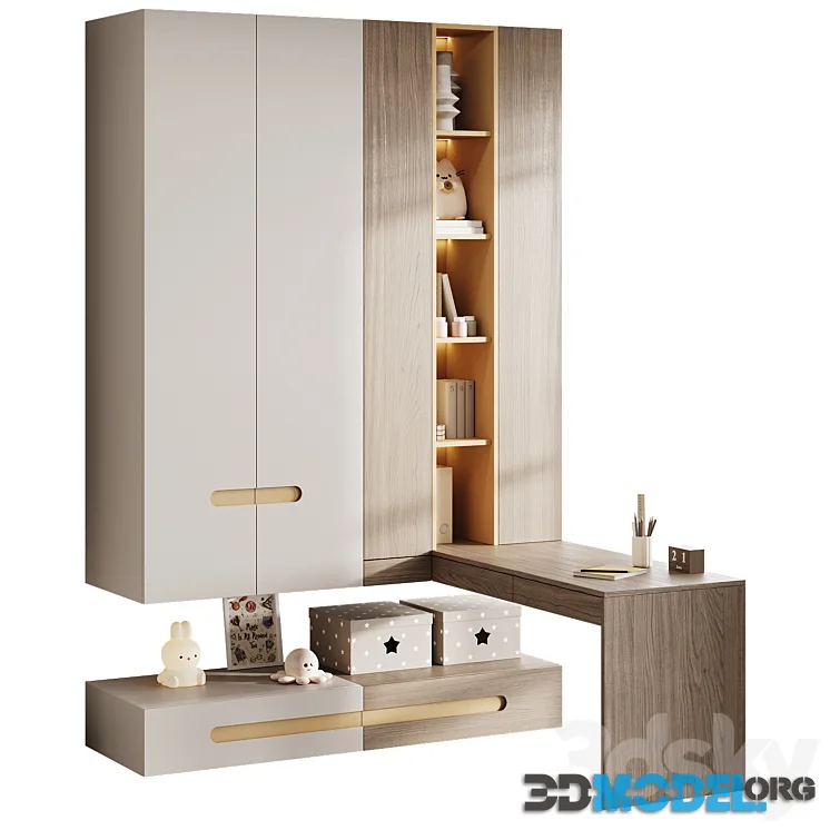 Children’s room wardrobe with workspace 8