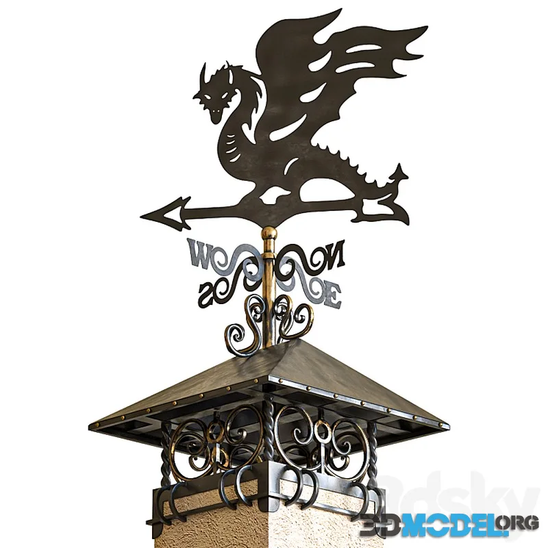 Chimney on a pipe with a weather vane