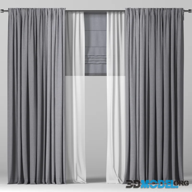 Curtains in two colors + roman blind