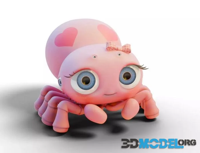 Cute Baby Spider 3D Character Rigged Stylized Cartoon Mascot low-poly (PBR)