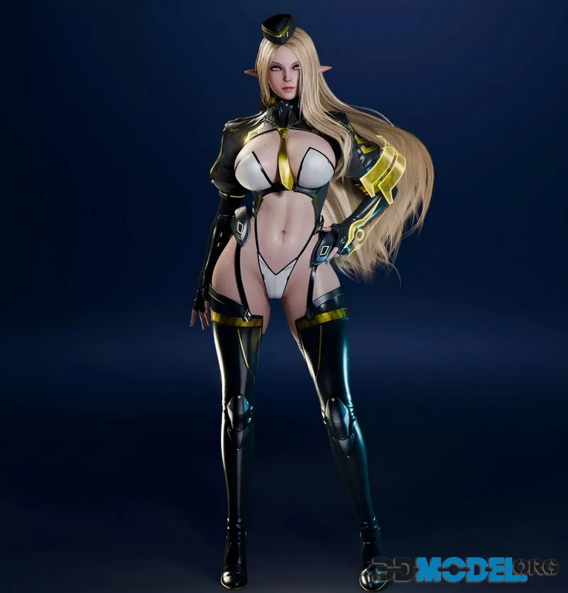 Cyberpunk Elf low-poly (PBR)