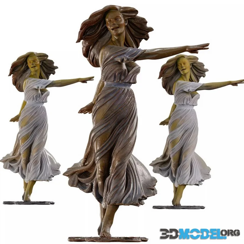 Dancing Woman Sculpture Expressive Figurative low-poly
