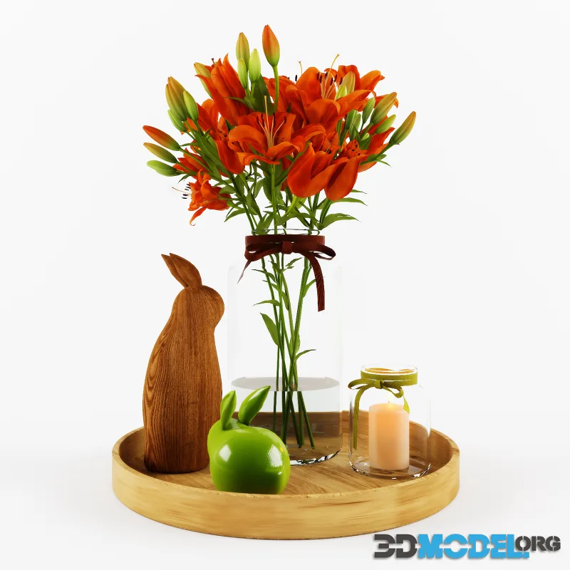 Decorative set with orange lilies