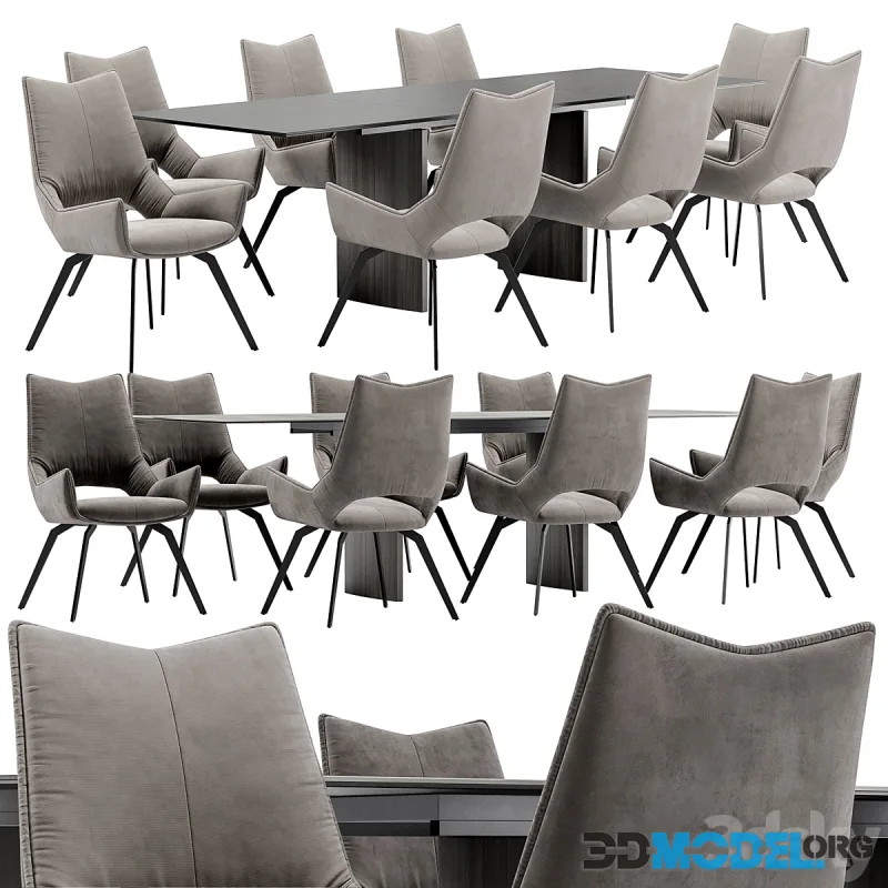 Dining chair BC1241 and table Meteor 180