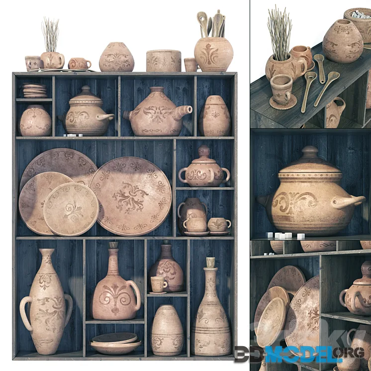 Dishes clay pattern n1 Rack Clay crockery with patterns