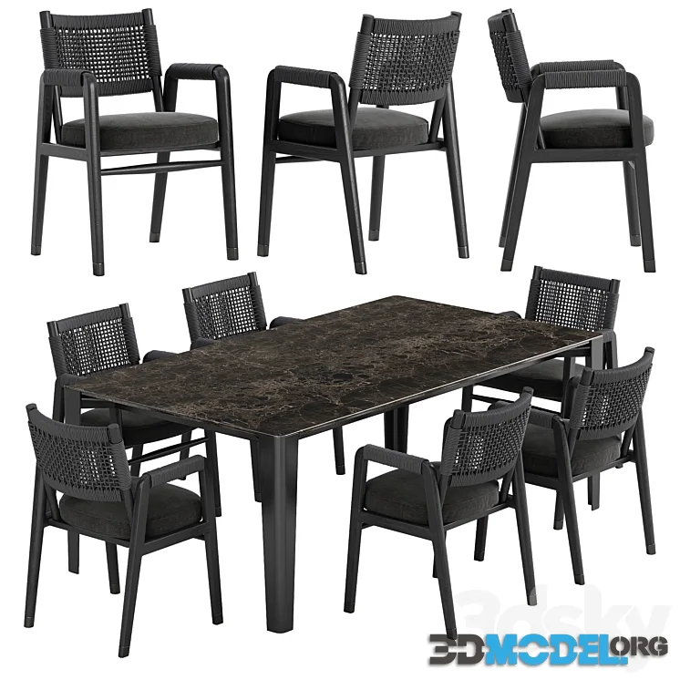 Flexform Ortigia chair Iseo table set