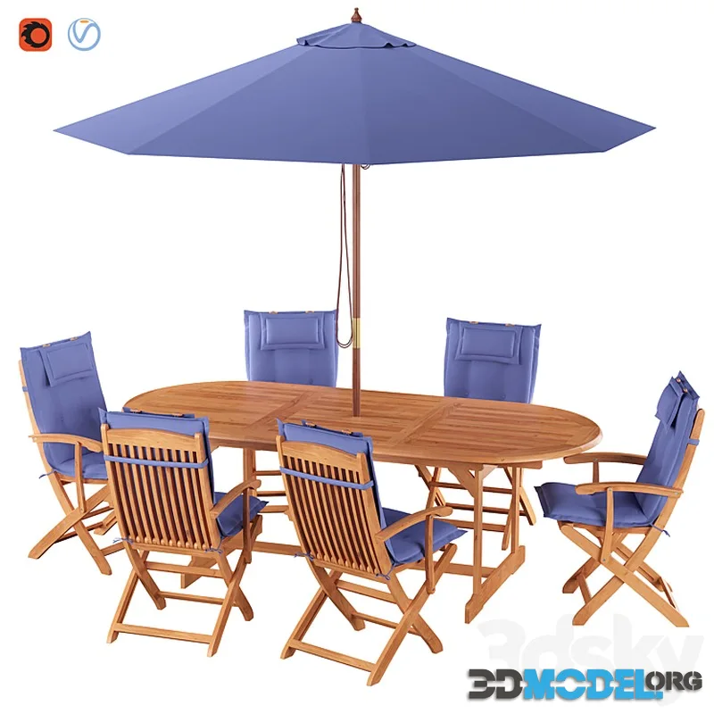 Garden Dining Set Maui with Parasol