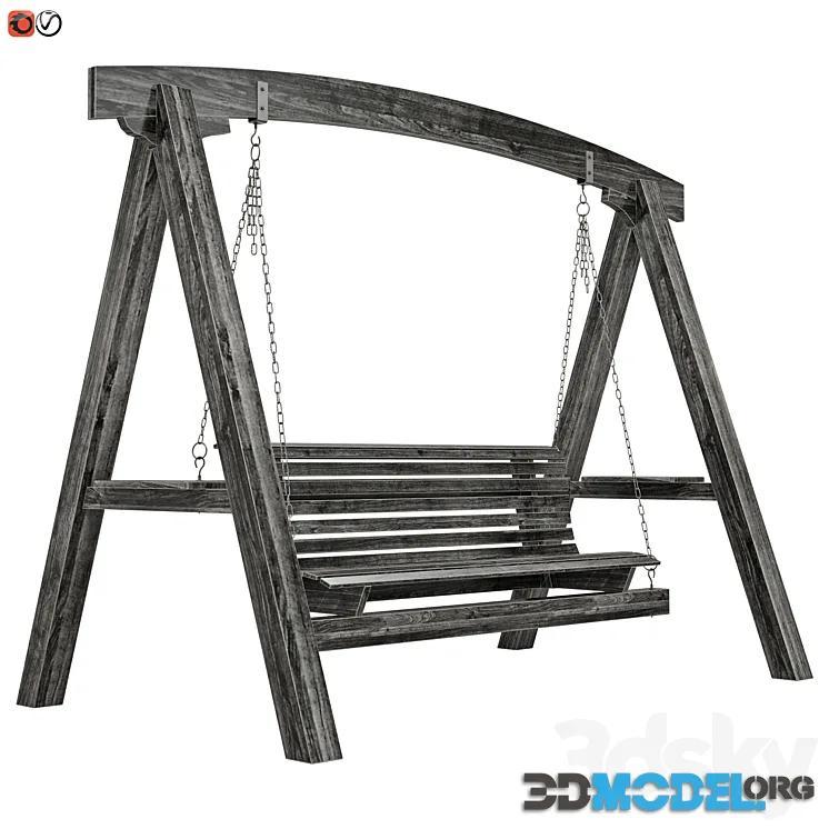 Garden swing made of wood 002 (dark)