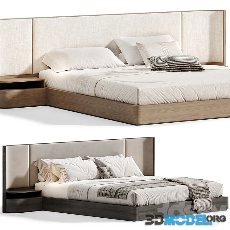 Gianna Natural Walnut Wood King Bed Frame