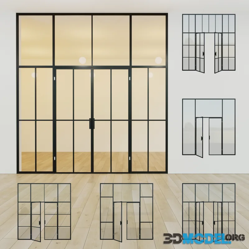 Glass partition. A door. 14