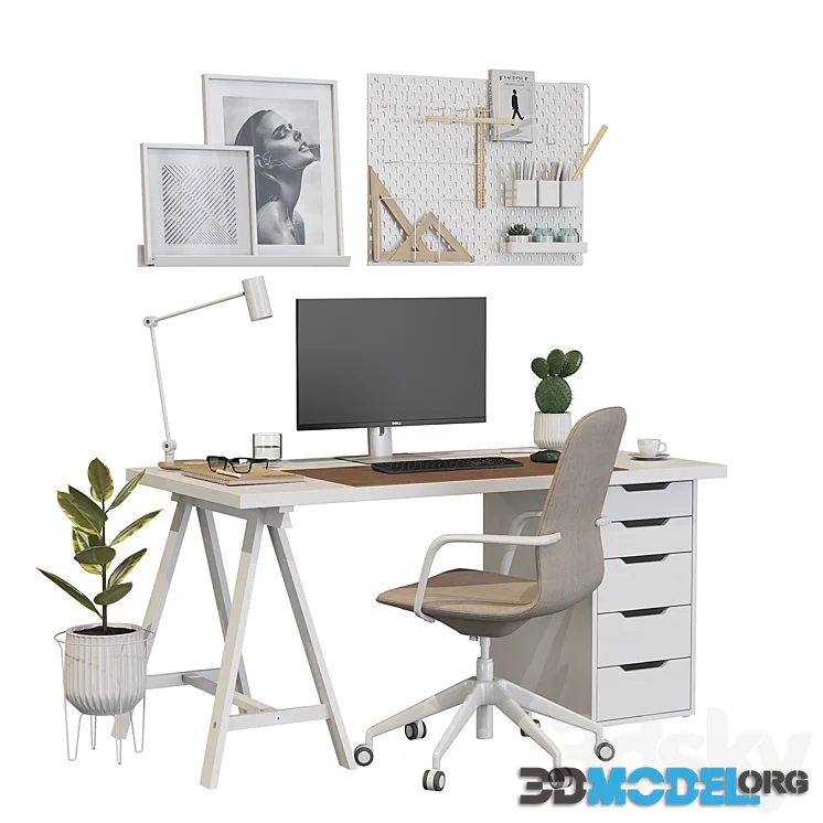 Ikea office workplace white A01