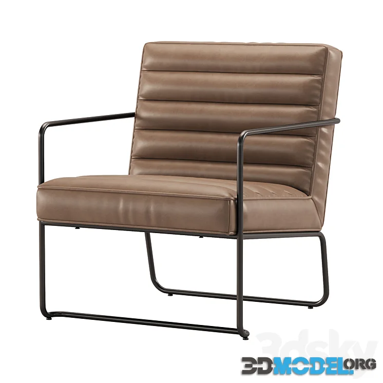 Industrial Metal Accent Chair with Horizontal Channeling