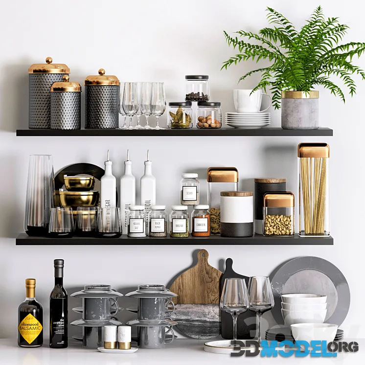 Kitchen decor 002 on the shelves